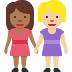women holding hands: medium-dark skin tone, medium-light skin tone 👩🏾‍🤝‍👩🏼 Discord emoji — free static PNG download