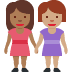 women holding hands: medium-dark skin tone, medium skin tone 👩🏾‍🤝‍👩🏽 Discord emoji — free static PNG download