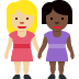 women holding hands: medium-light skin tone, dark skin tone 👩🏼‍🤝‍👩🏿 Discord emoji — free static PNG download