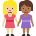 women holding hands: medium-light skin tone, medium-dark skin tone 👩🏼‍🤝‍👩🏾 Discord emoji — free static PNG download