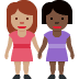 women holding hands: medium skin tone, dark skin tone 👩🏽‍🤝‍👩🏿 Discord emoji — free static PNG download