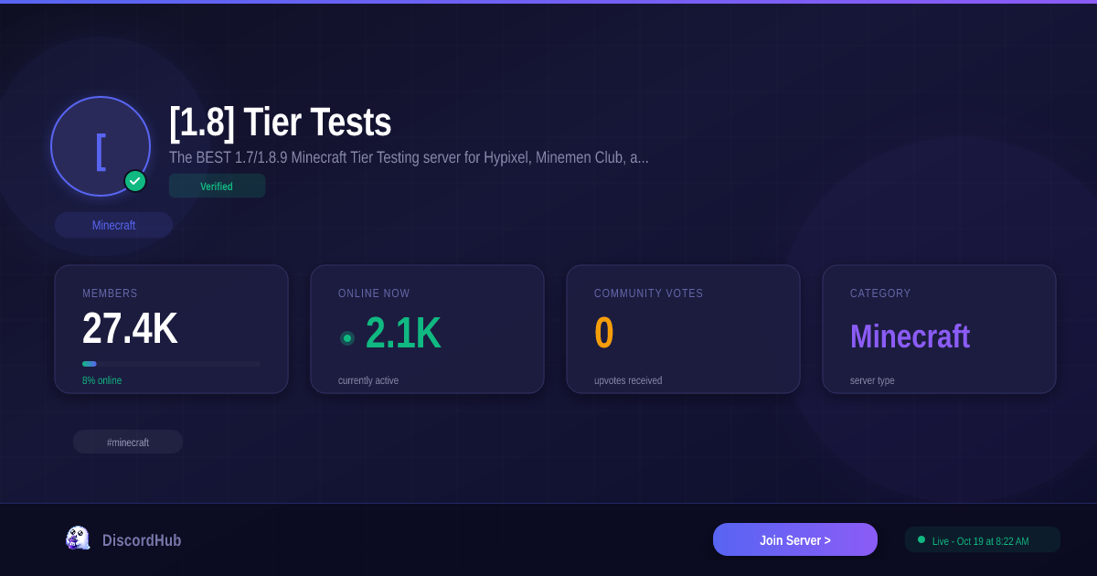 [1.8] Tier Tests Discord — Best Minecraft Server | 27K+ Members [2026]