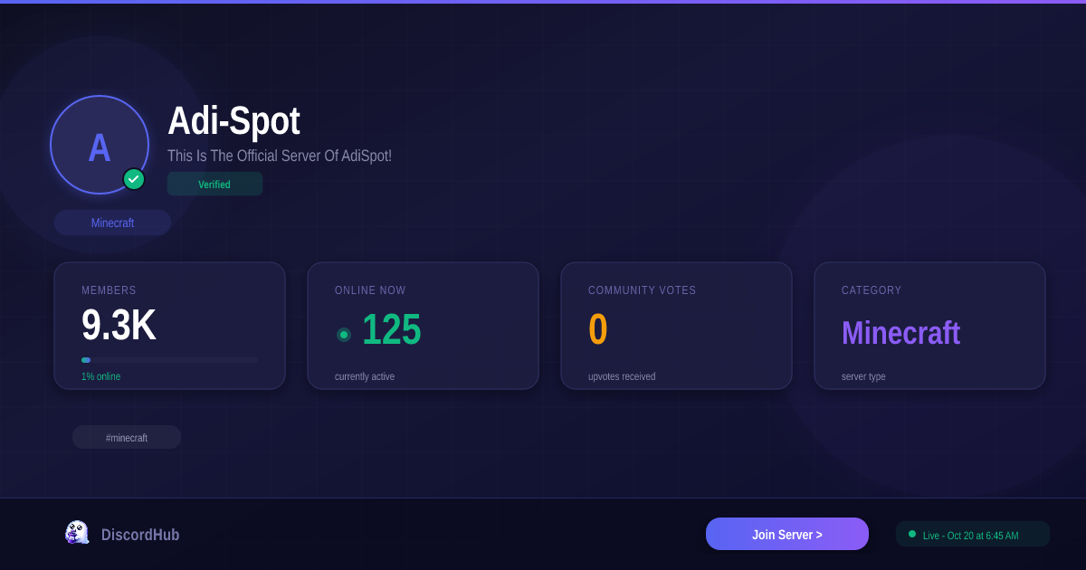 Adi-Spot Discord Server — Join 9.2K+ Minecraft Members [2026]