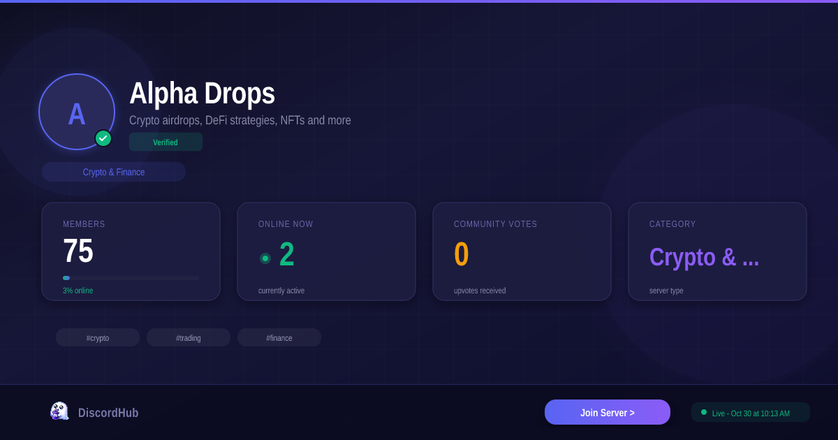 Alpha Drops — 75 Member Crypto & Finance Discord Server [Join Free]