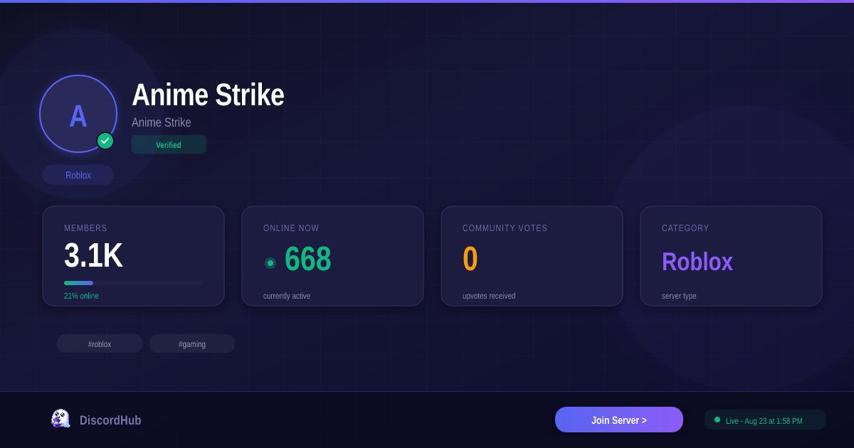 Anime Strike Discord Server — Roblox Community | 3.2K+ Members
