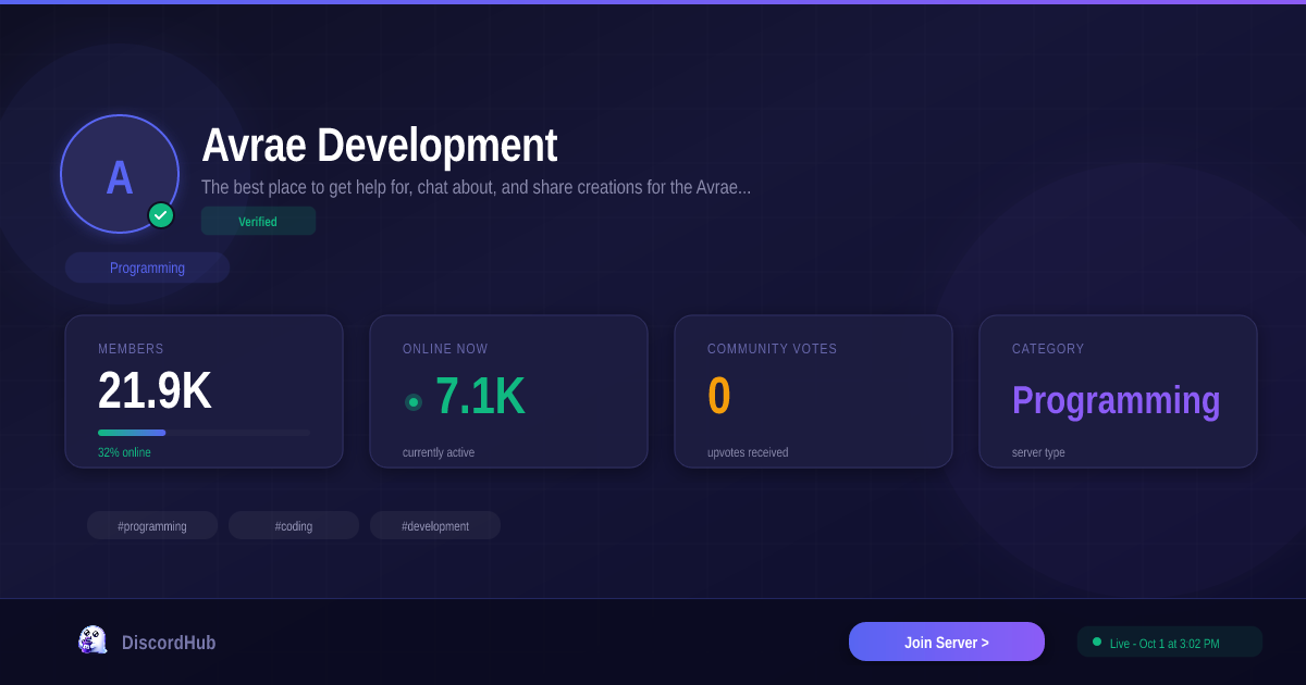Avrae Development Discord — 22K+ Members | #1 Programming Server [2026]