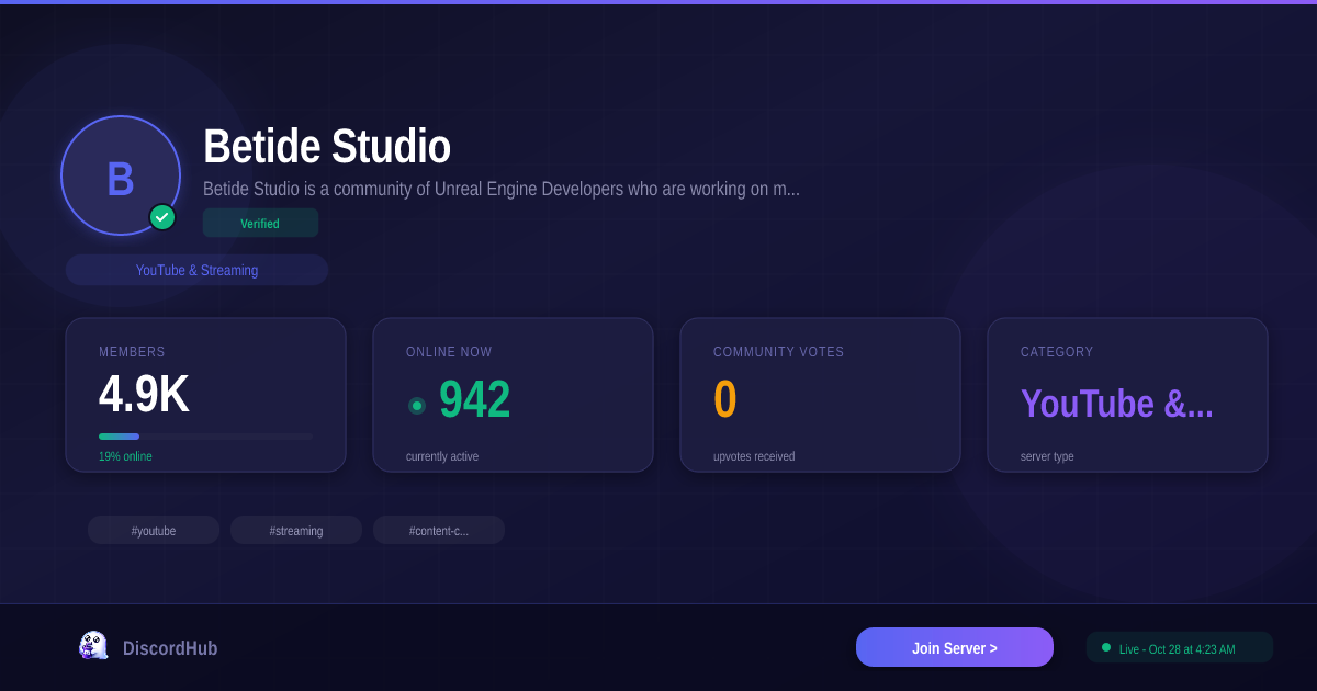 Betide Studio Discord Server — YouTube & Streaming Community | 4.9K ...