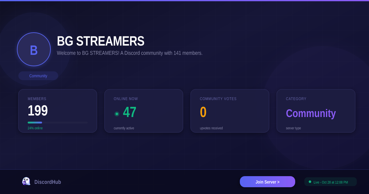 BG STREAMERS Discord Server — Active Community (175 Members) [2026]