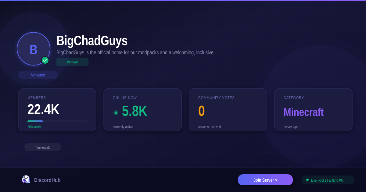 BigChadGuys Discord — Best Minecraft Server | 23K+ Members [2026]