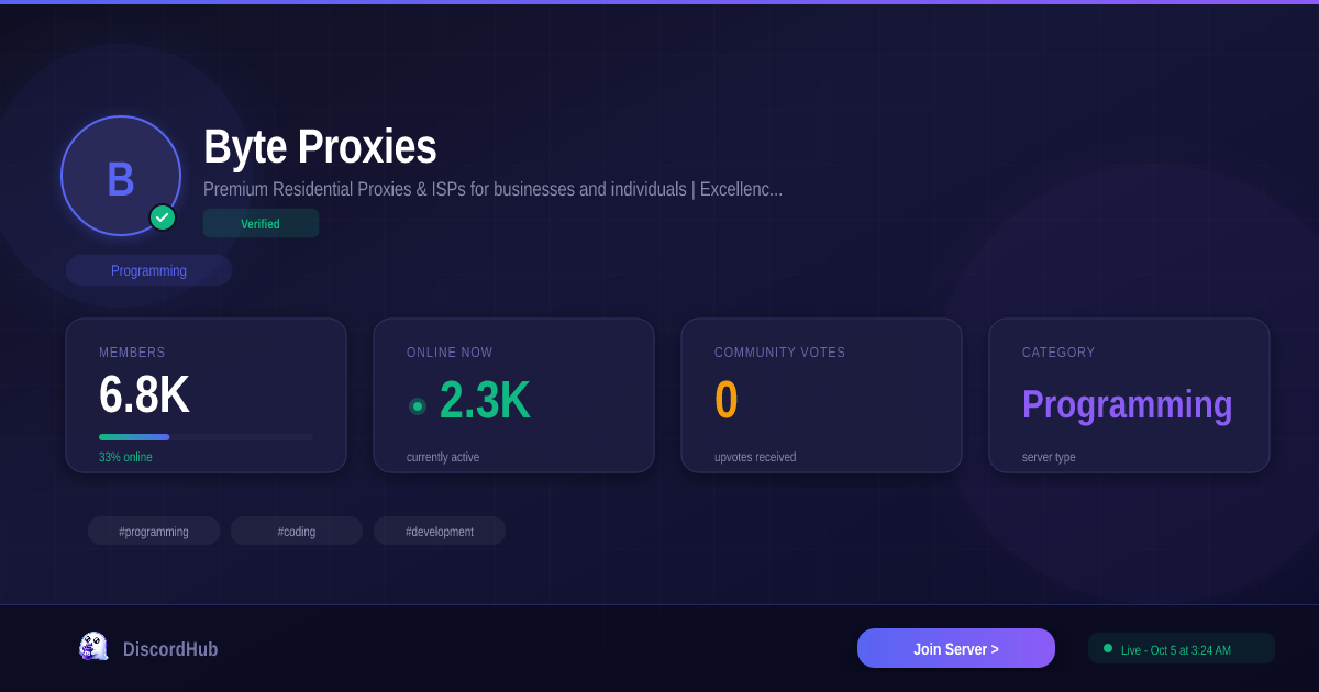 Byte Proxies Discord Server — Join 6.6K+ Programming Members [2026]