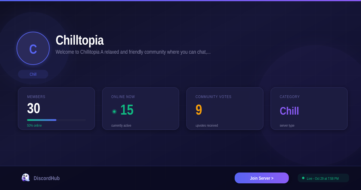 Chilltopia — Active Chill Discord Server | Join Now [2026]