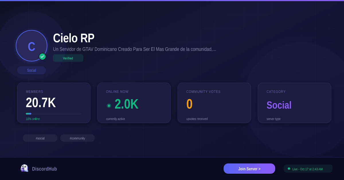 Cielo RP Discord Server — 21K+ Members | Top Social [2026]