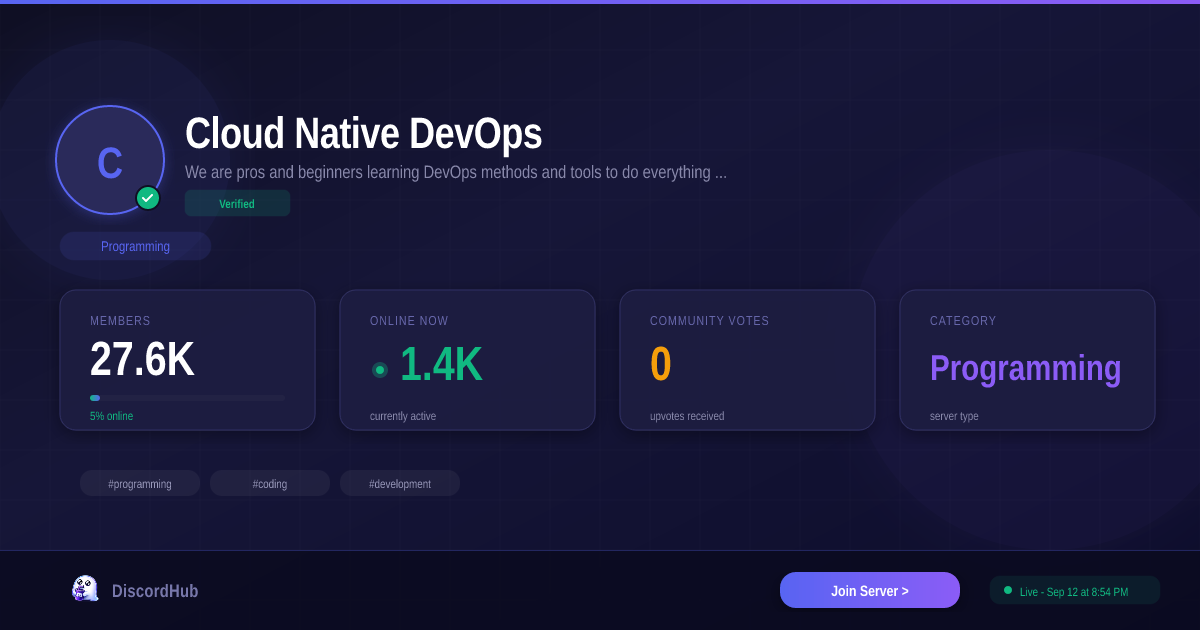 Cloud Native DevOps Discord Server — 27K+ Members | Top Programming [2026]