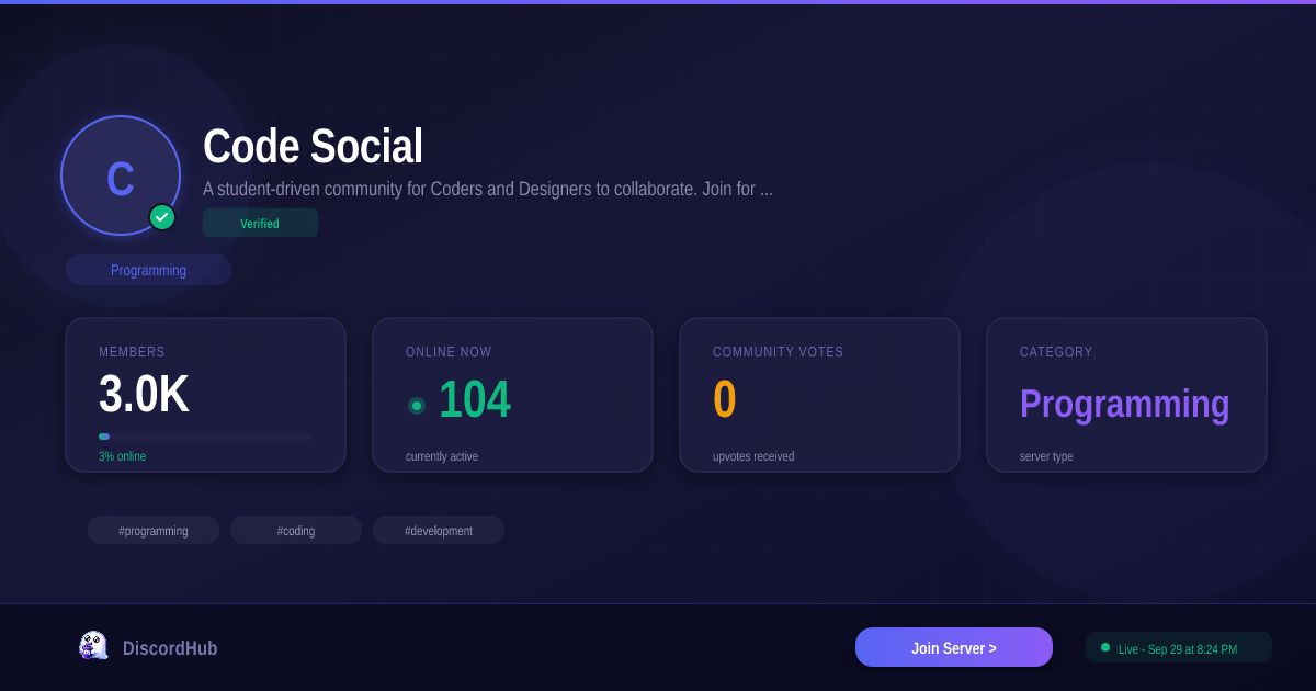 Code Social Discord — 3.0K+ Programming Members | Join Free [2026]