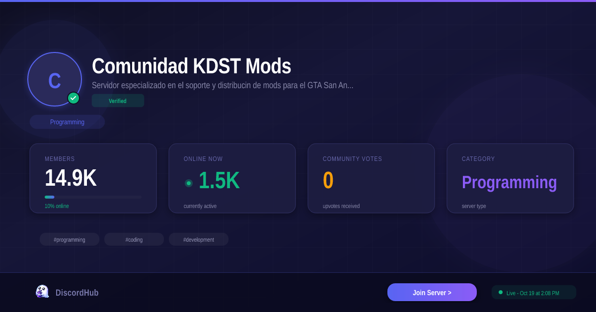 Comunidad KDST Mods Discord Server — Join 15K+ Programming Members [2026]