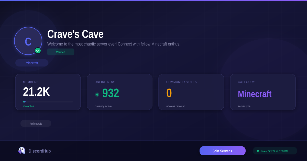 Crave's Cave — Massive Minecraft Discord Server (23K+ Members)