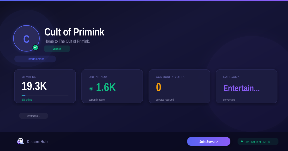 Cult of Primink Discord Server — 20K+ Members | Top Entertainment [2026]