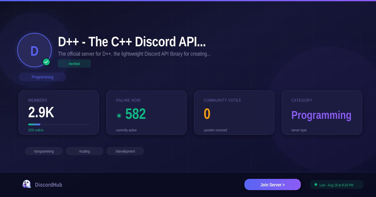 D++ - The C++ Discord API Library Discord Server — Programming ...