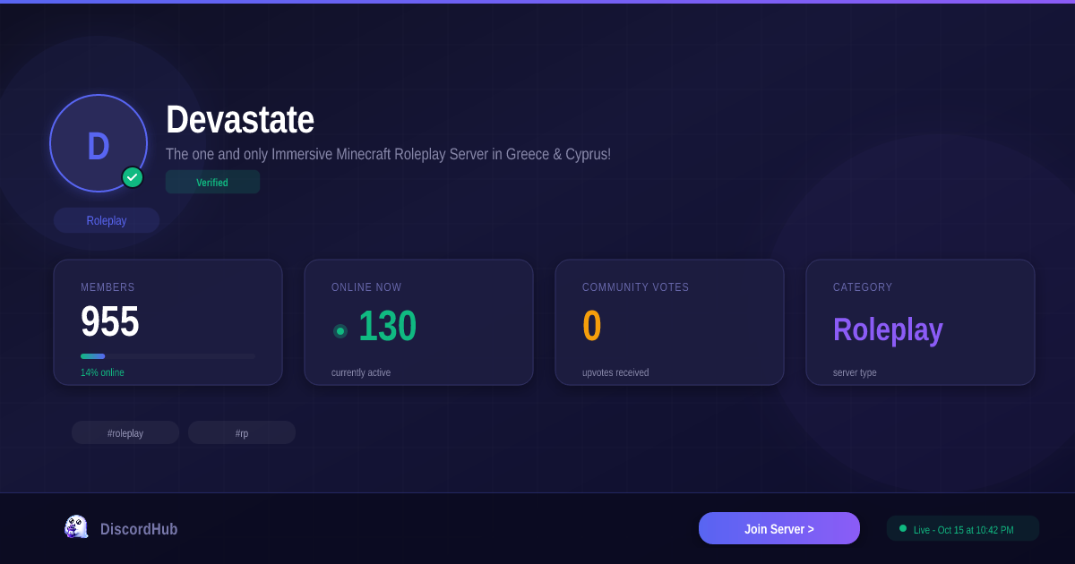 Devastate Discord Server — 955+ Members | Best Roleplay [2026]