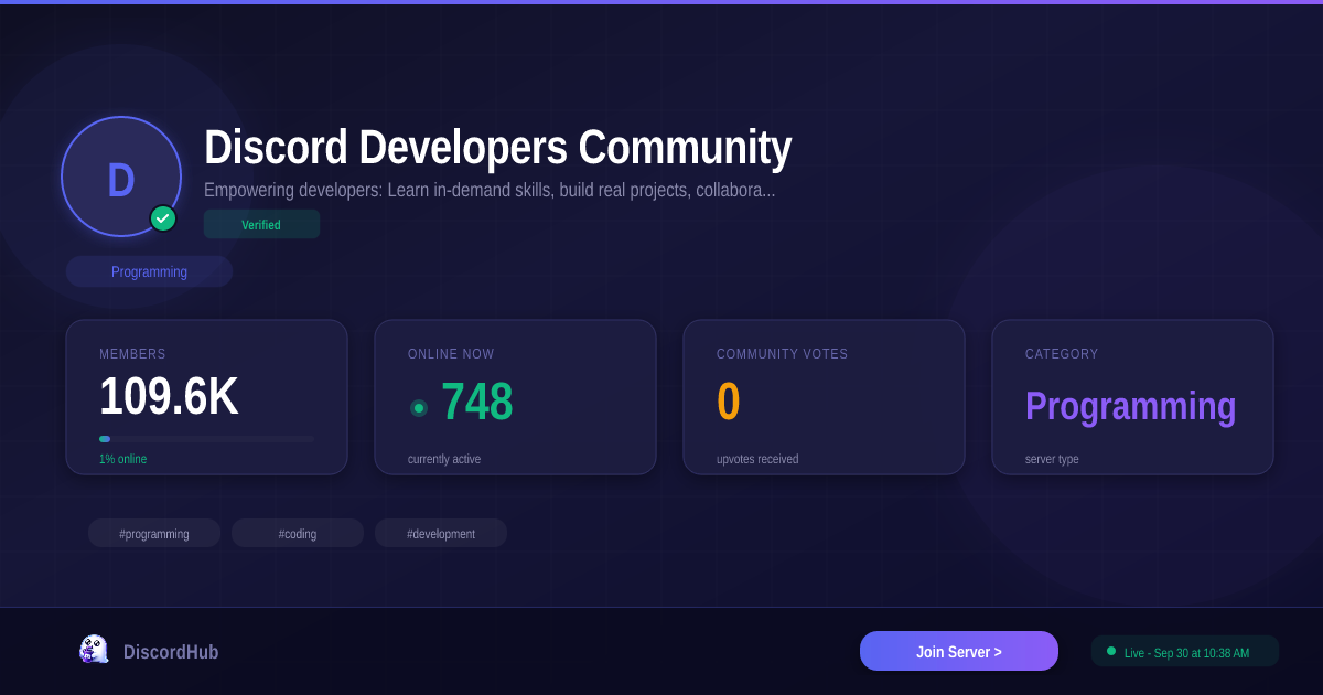 Discord Developers Community Discord Server — Join 110K+ Members ...