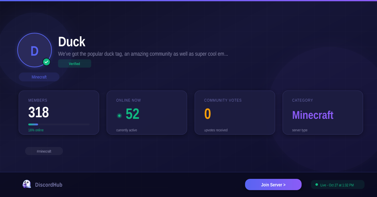Duck Discord Server — Join 7.9K+ Minecraft Members [2026]