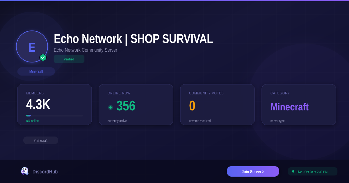 Join Echo Network | SHOP SURVIVAL Discord — 4.3K+ Active Minecraft ...