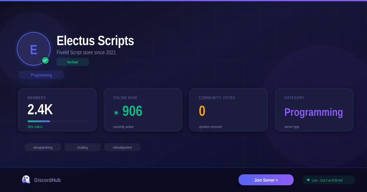 Join Electus Scripts Discord — 2.4K+ Active Programming Members [2026]