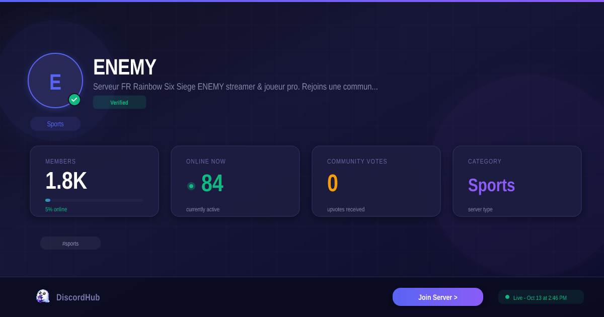 ENEMY — Popular Sports Discord (1.9K+ Members) [2026]