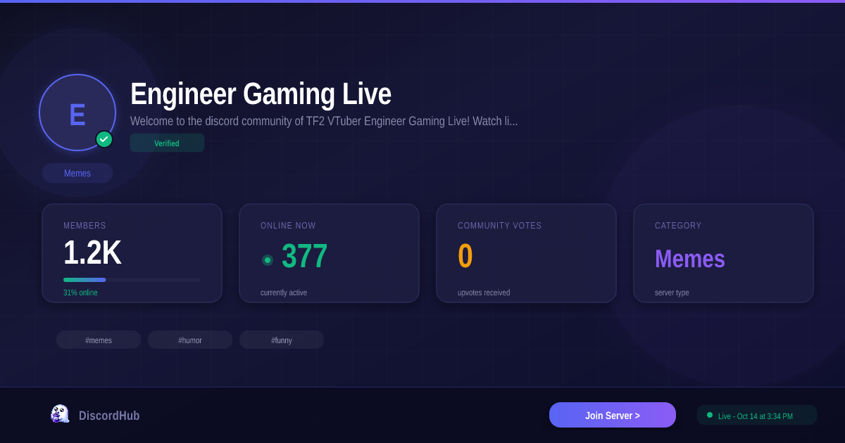 Engineer Gaming Live — Popular Memes Discord (1.2K+ Members) [2026]