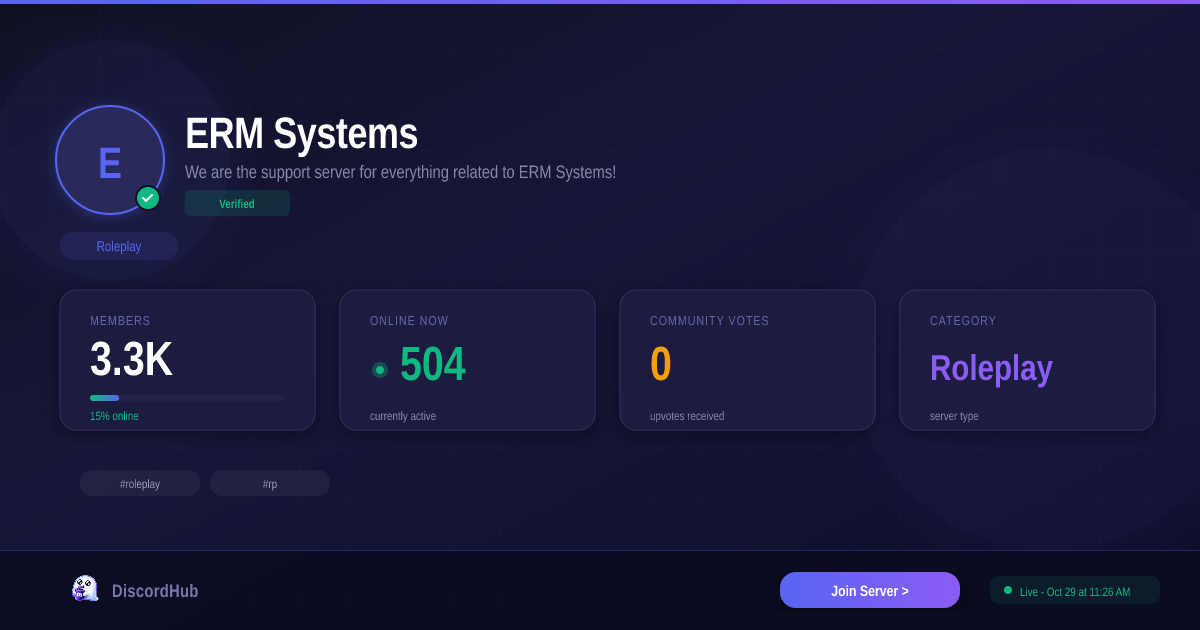 ERM Systems Discord Server — 3,623 Members | Top Roleplay [2026]