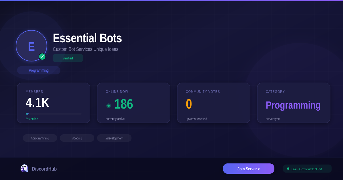 💎Essential Bots💎 Discord — 3.6K+ Programming Members | Join Free [2026]