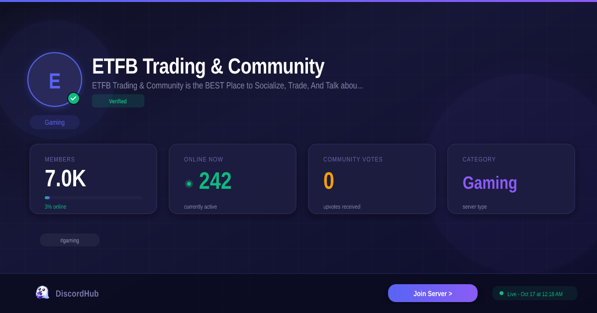 ETFB Trading & Community Discord Server — 7.0K+ Members | Top Gaming [2026]
