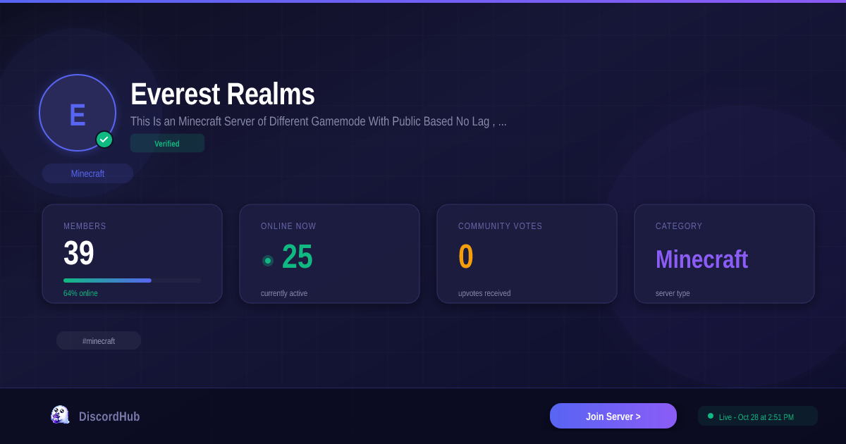 Everest Realms Discord Server — 1.1K+ Members | Best Minecraft [2026]