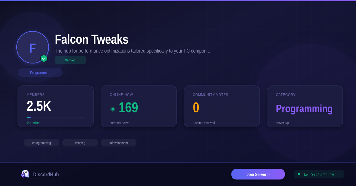 Falcon Tweaks Discord — 2.2K+ Programming Members | Join Free [2026]
