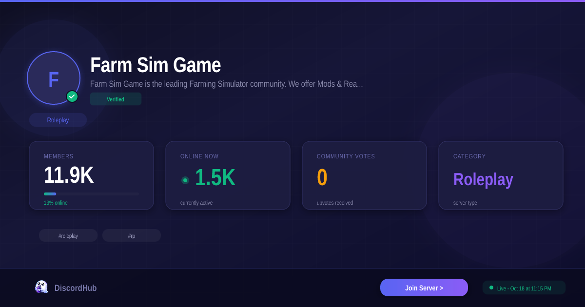 Farm Sim Game Discord Server — 11K+ Members | Top Roleplay [2026]