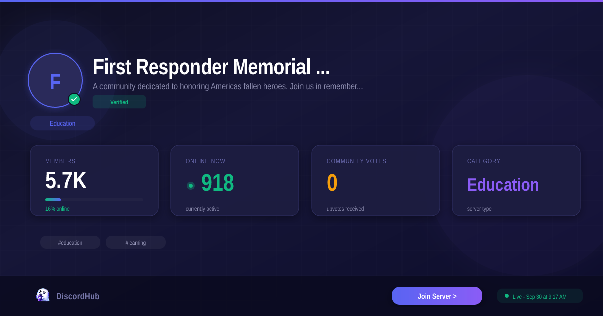 First Responder Memorial Discord Discord Server — Join 5.6K+ Education ...