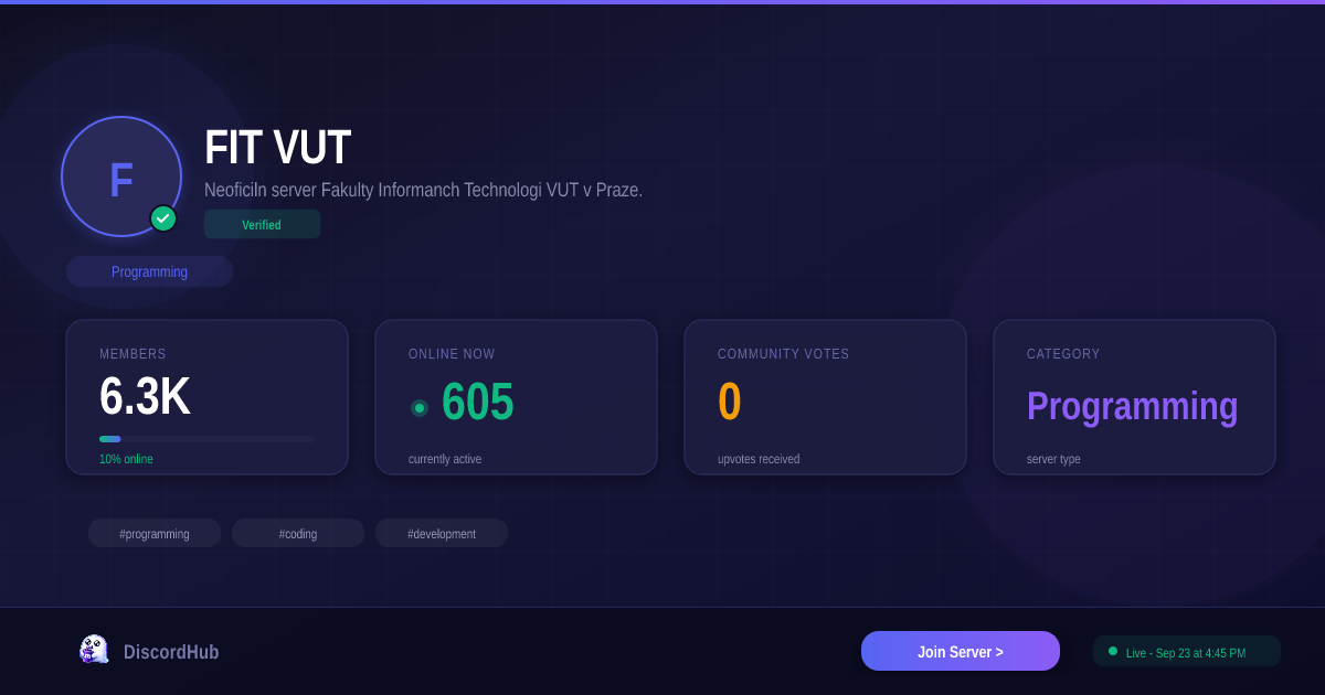 FIT VUT Discord Server Join 6 4K Programming Members 2026 