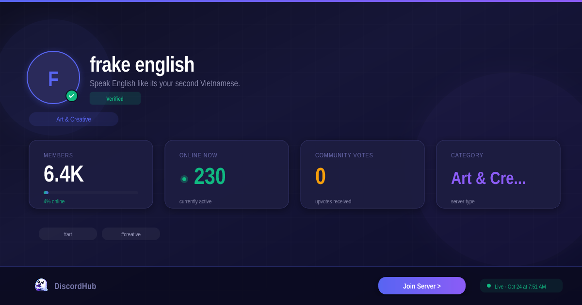 frake • english — Massive Art & Creative Discord Server (6.4K+ Members)