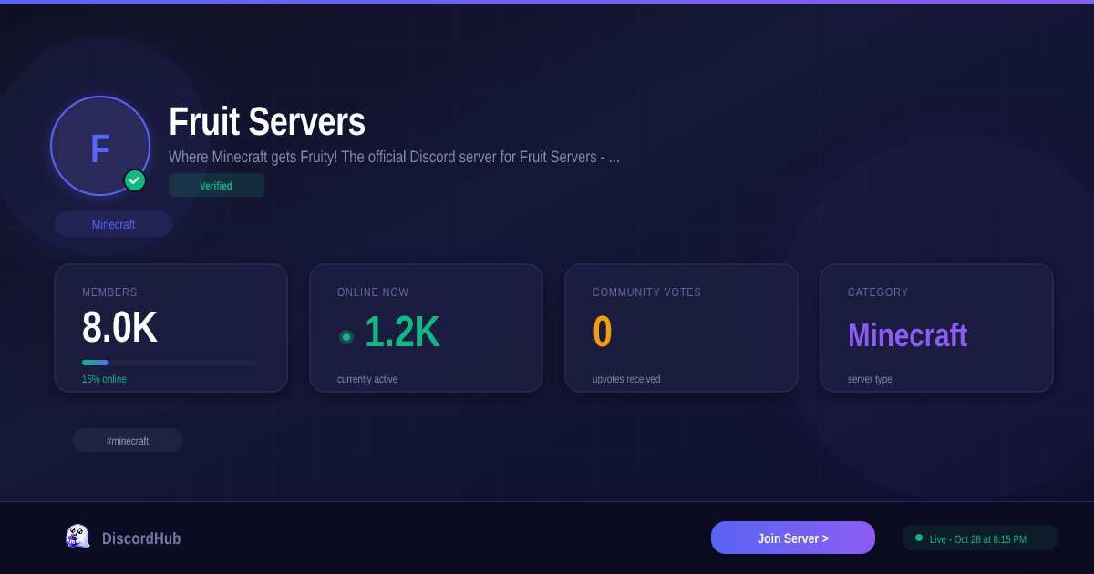 Fruit Servers Discord — 7.8K+ Members | #1 Minecraft Server [2026]