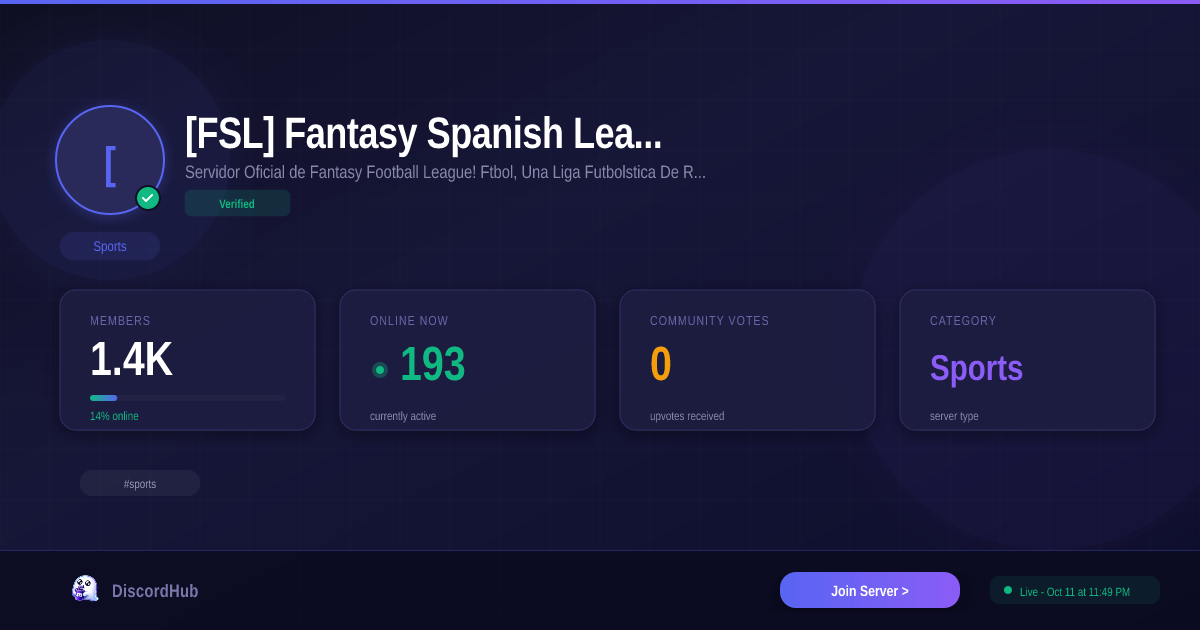 [FSL] Fantasy Spanish League T1 Discord — 1.4K+ Sports Members | Join ...