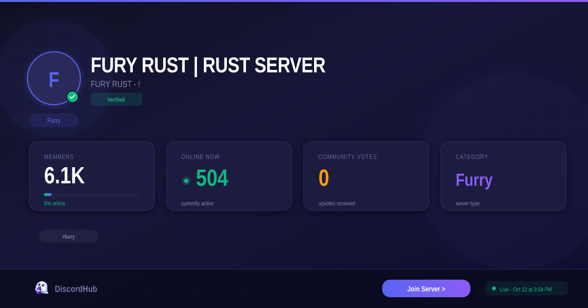 FURY RUST | RUST SERVER Discord — Best Furry Server | 6.0K+ Members [2026]