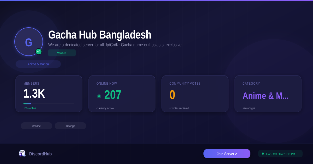 Gacha Hub Bangladesh — Popular Anime & Manga Discord (1.4K+ Members) [2026]
