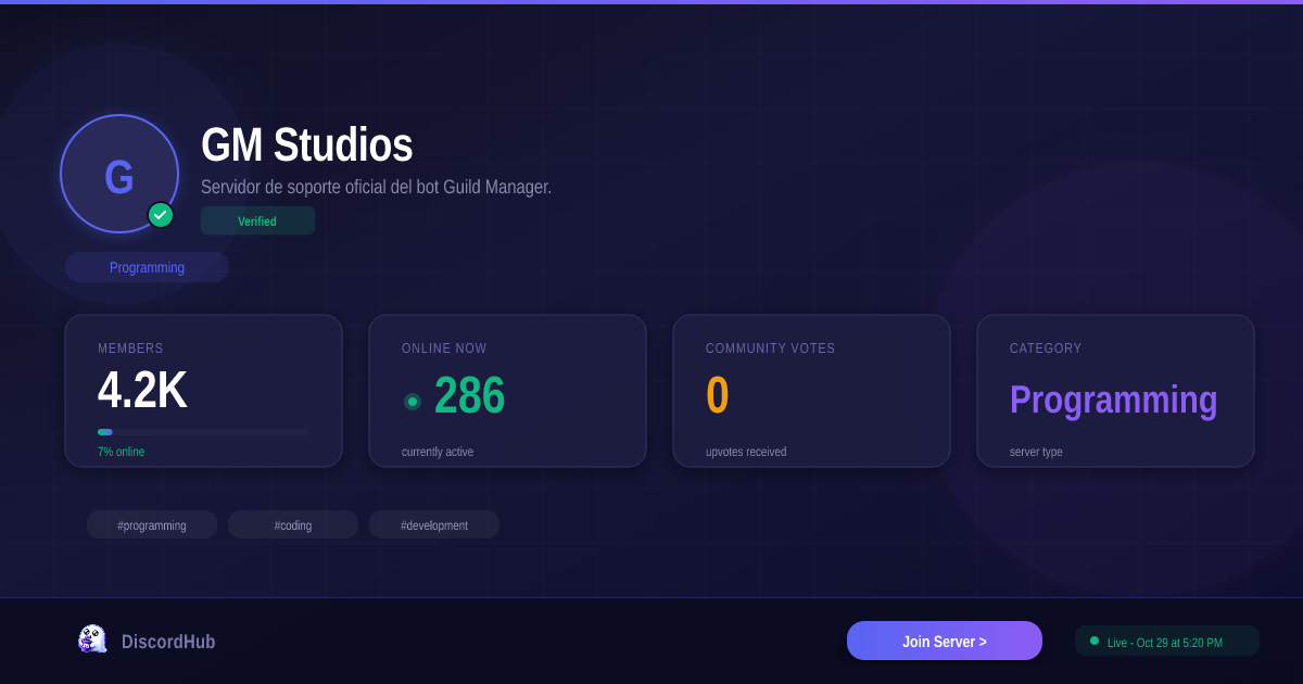 GM Studios — Popular Programming Discord (4.2K+ Members) [2026]