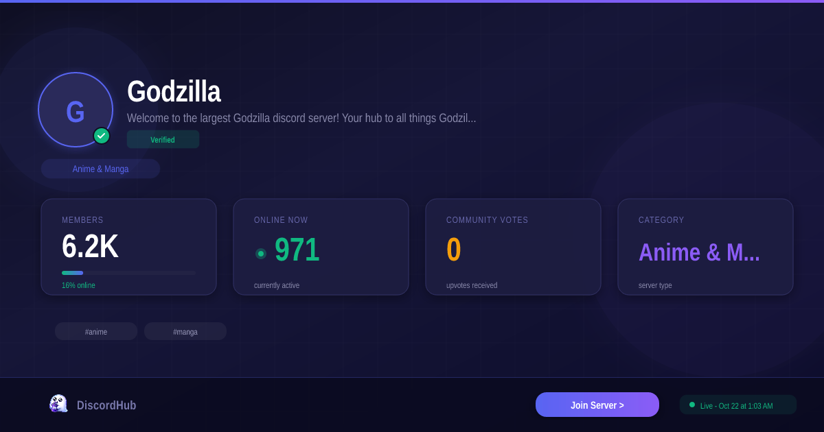 Godzilla ゴジラ — Popular Anime & Manga Discord (4.1K+ Members) [2026]