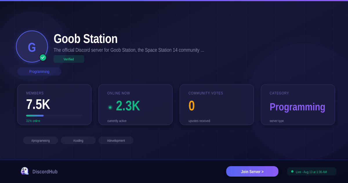 Goob Station — Massive Programming Discord Server (7.5K+ Members)