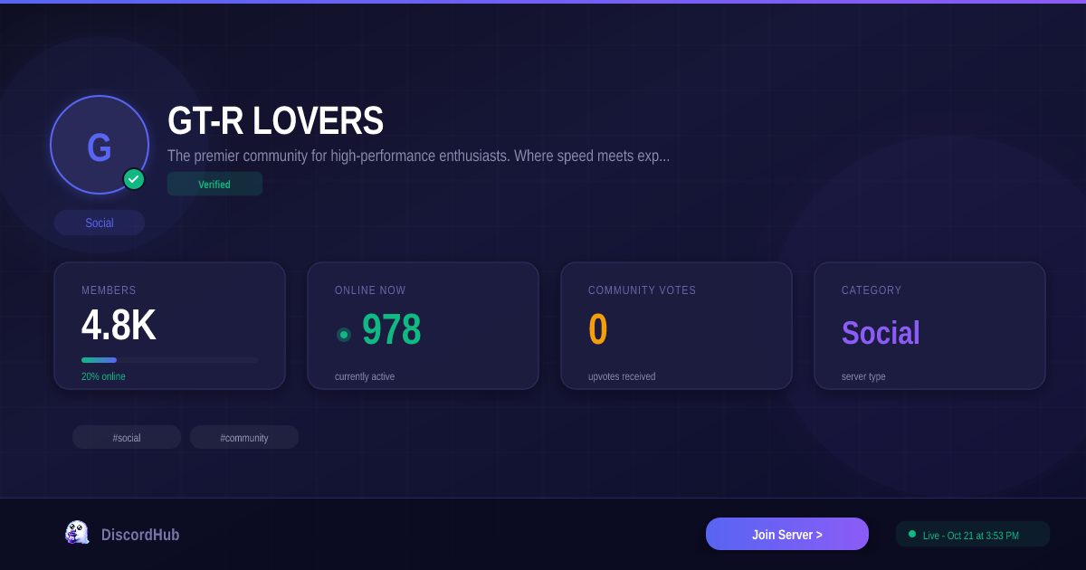Join GT-R LOVERS Discord — 4.8K+ Active Social Members [2026]