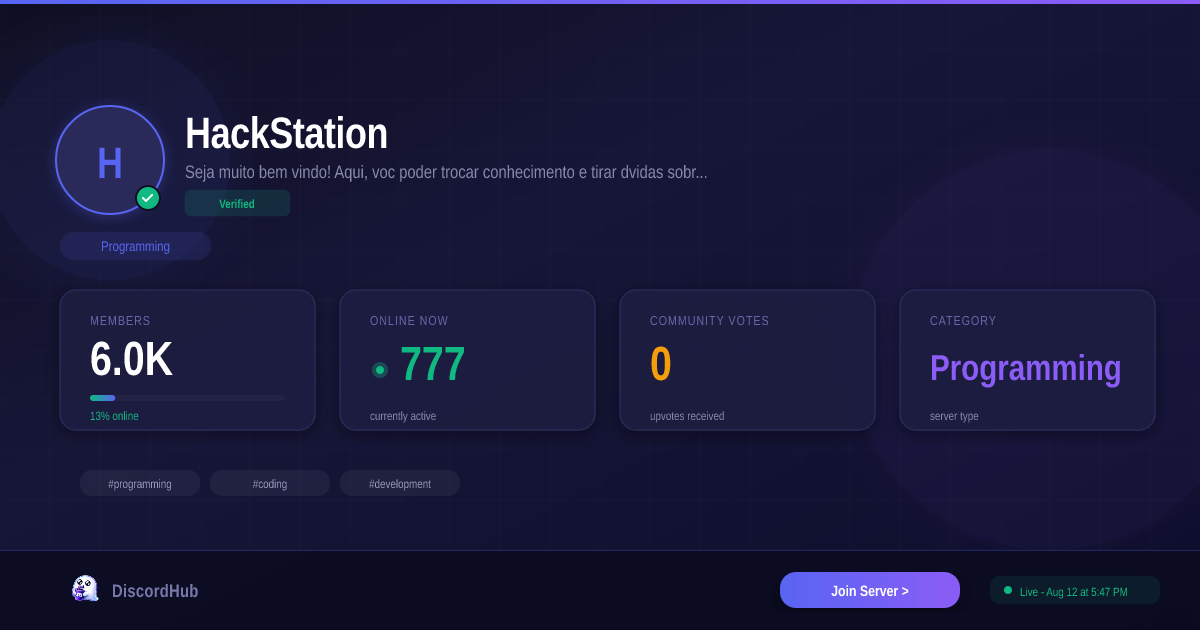 HackStation Discord Server — 6.0K+ Members | Top Programming [2026]