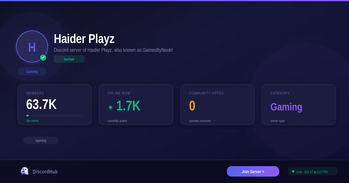 Haider Playz Discord Server — Join 64K+ Members | Gaming [2026]
