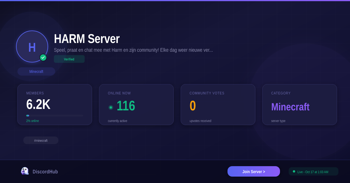 HARM Server Discord — Best Minecraft Server | 6.2K+ Members [2026]