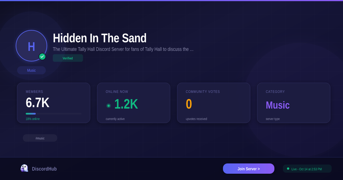 Hidden In The Sand Discord Server — 6.3K+ Members | Top Music [2026]